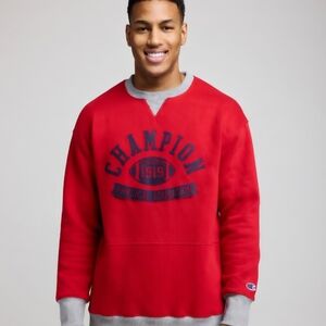 Champion Men's Red Logo Crewneck Sweater